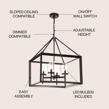 Anna 12" Metal/Glass LED Pendant - JONATHAN Y